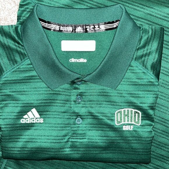 New University of Ohio Bobcats Golf Team Issue Polo Shirt XL Green Adidas NWOT - Picture 2 of 4